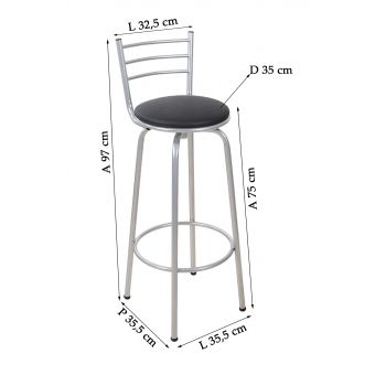 Banco Metalnew Assento Giratório 75 cm Prata