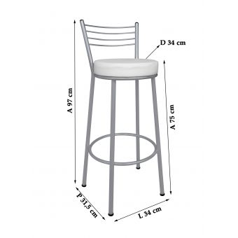 Banco Metalnew Roma 75 cm Prata