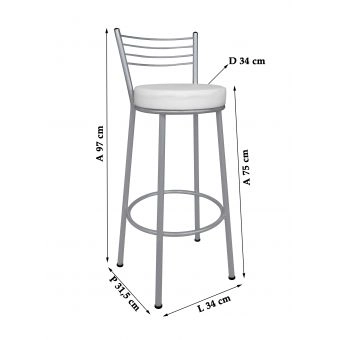 Banco Metalnew Roma 75 cm Prata