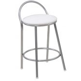 Banco Metalnew Com Encosto 47 cm Prata - Assento Branco