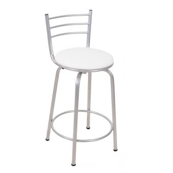 Banco Metalnew Assento Giratório 60 cm Prata