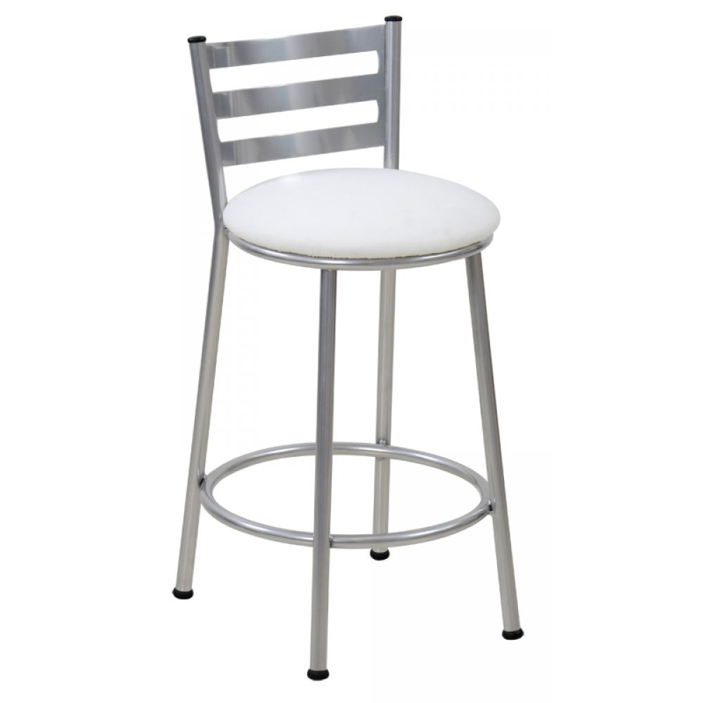 Banco Metalnew Millenium 50 cm Prata - Assento Branco
