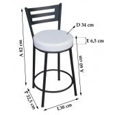 Banco Metalnew Verona 60 cm Preto - Assento branco