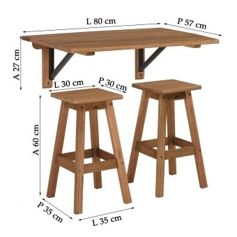 Mesa de Parede c/2 Bancos Mare Metalnew