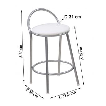 Banco Metalnew Com Encosto 47 cm Prata