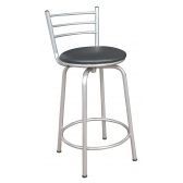 Banco Metalnew Assento Giratório 60 cm Prata - Assento Preto