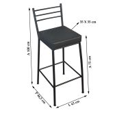 Banco Metalnew Paris 75 cm Preto - Assento Preto