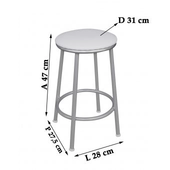 Banco Metalnew Sem Encosto 47 cm Prata