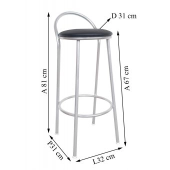 Banco Metalnew Com Encosto 67 cm prata
