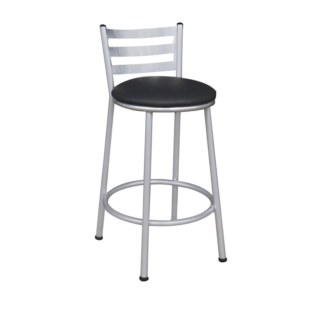 Banco Metalnew Millenium 50 cm Prata - Assento Preto