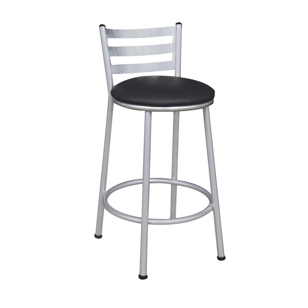 Banco Metalnew Millenium 50 cm Prata - Assento Preto