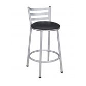Banco Metalnew Millenium 50 cm Prata - Assento Preto