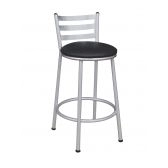 Banco Metalnew Millenium 50 cm Prata - Assento Preto