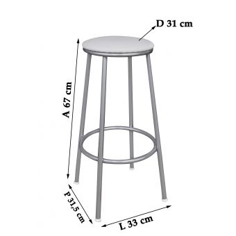 Banco Metalnew Sem Encosto 67 cm Prata