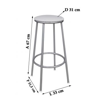 Banco Metalnew Sem Encosto 67 cm Prata