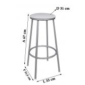 Banco Metalnew Sem Encosto 67 cm Prata - Assento Branco