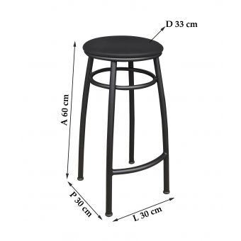 Banco Metalnew Nice 60 cm Preto