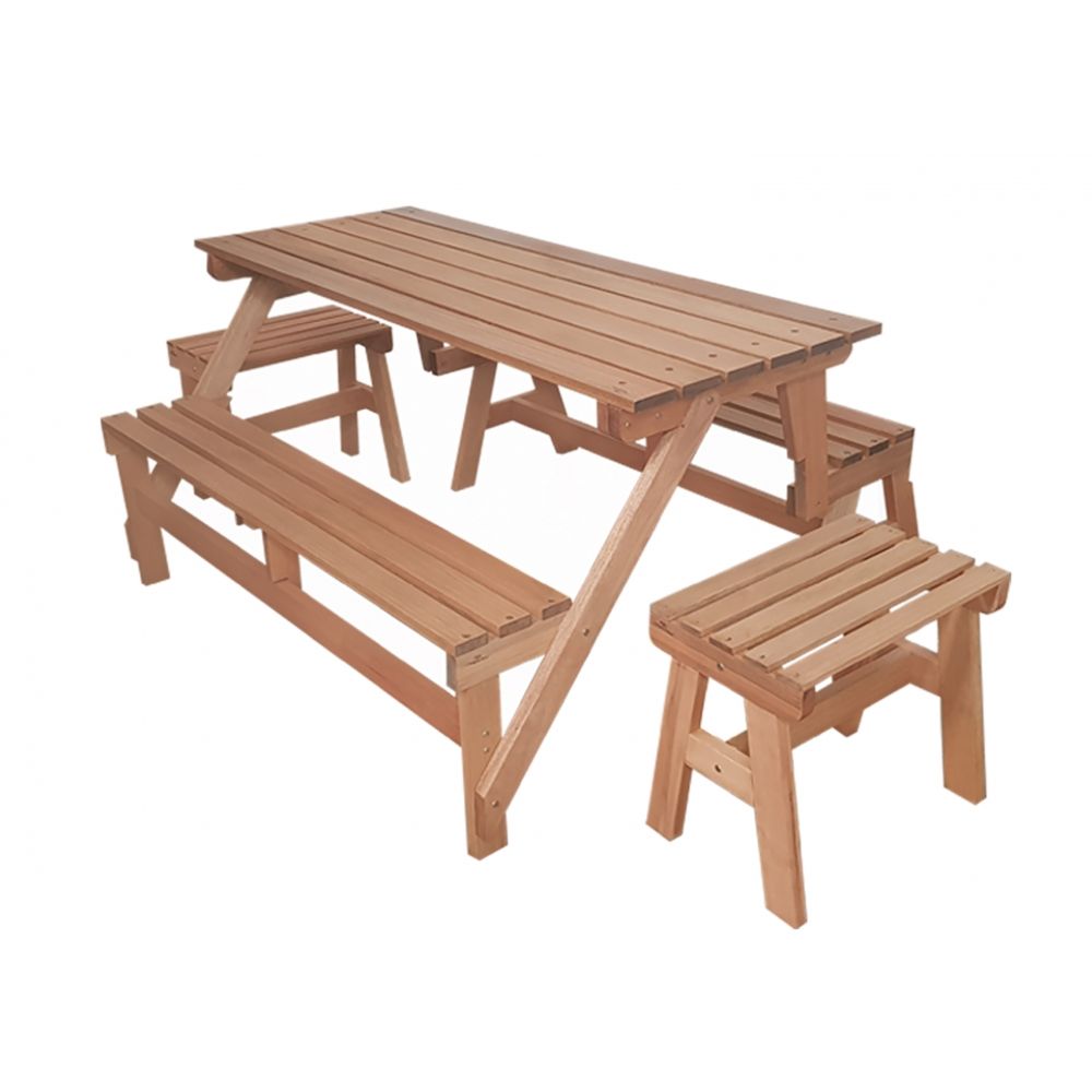 Banco Mesa Metalnew Lyptus com 02 Bancos Multiuso