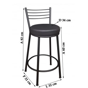 Banco Metalnew Roma 60 cm Preto