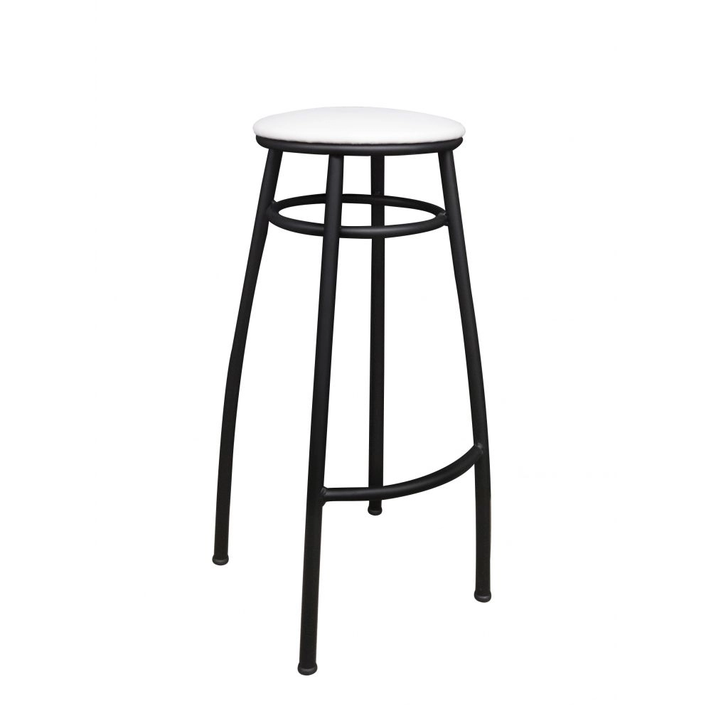 Banco Metalnew Nice 75 cm Preto - Assento Branco