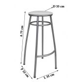 Banco Metalnew Nice 75 cm Prata - Assento Branco