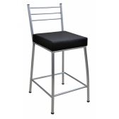 Banco Metalnew Paris 60 cm Prata - Assento Preto