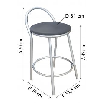 Banco Metalnew Com Encosto 47 cm Prata