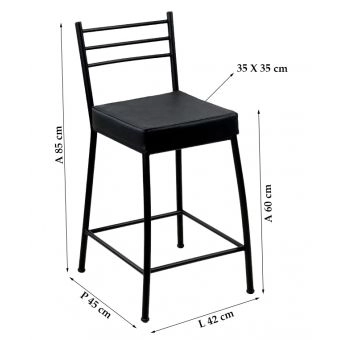 Banco Metalnew Paris 60 cm Preto