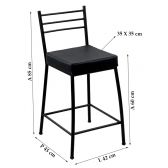 Banco Metalnew Paris 60 cm Preto - Assento Preto
