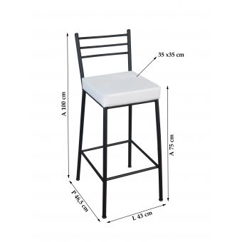 Banco Metalnew Paris 75 cm Preto