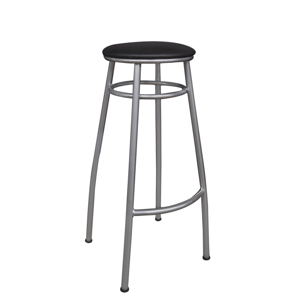 Banco Metalnew Nice 75 cm Prata - Assento Preto