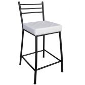 Banco Metalnew Paris 60 cm Preto - Assento Branco