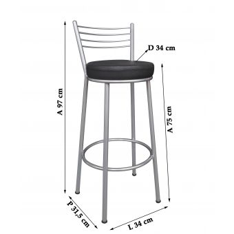 Banco Metalnew Roma 75 cm Prata