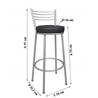 Banco Metalnew Roma 75 cm Prata