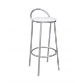 Banco Metalnew Com Encosto 67 cm prata - Assento Branco