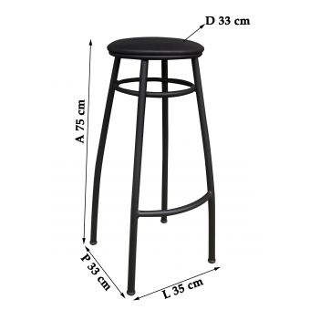 Banco Metalnew Nice 75 cm Preto