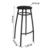 Banco Metalnew Nice 75 cm Preto - Assento Preto