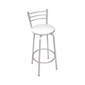 Banco Metalnew Assento Giratório 75 cm Prata - Assento Branco