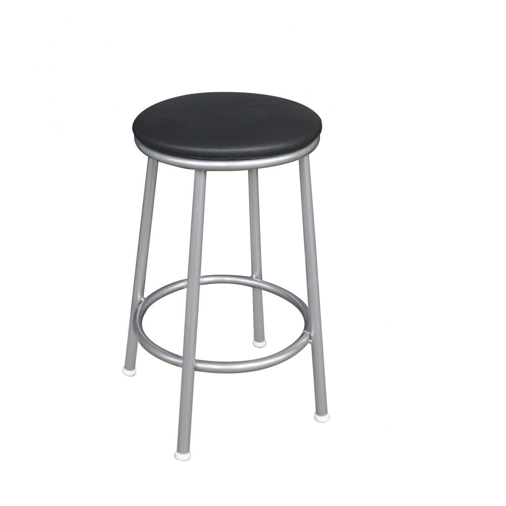 Banco Metalnew Sem Encosto 47 cm Prata - Assento Preto
