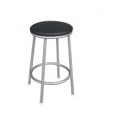 Banco Metalnew Sem Encosto 47 cm Prata - Assento Preto