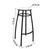 Banco Metalnew Nice 75 cm Preto - Assento Branco