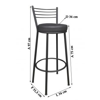 Banco Metalnew Roma 75 cm Preto