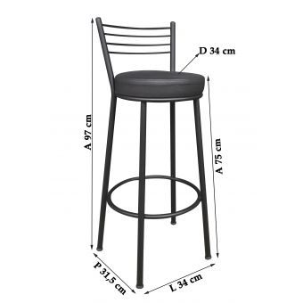 Banco Metalnew Roma 75 cm Preto