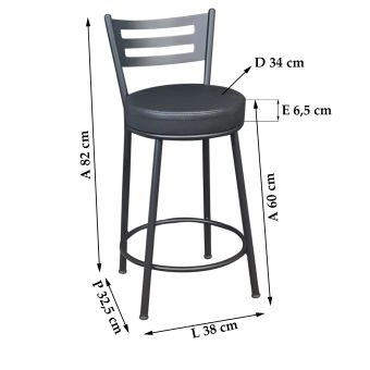 Banco Metalnew Verona 60 cm Preto