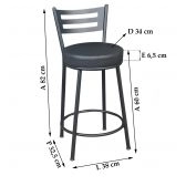 Banco Metalnew Verona 60 cm Preto - Assento Preto