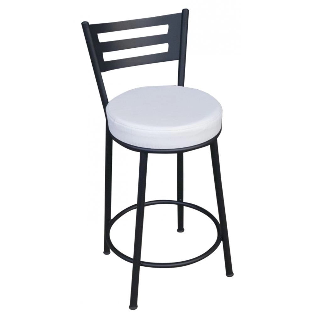 Banco Metalnew Verona 60 cm Preto - Assento branco