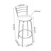 Banco Metalnew Assento Giratório 75 cm Prata - Assento Branco