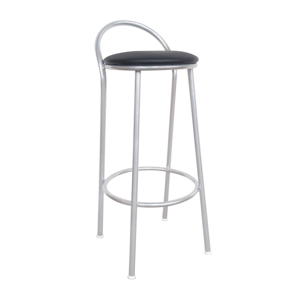 Banco Metalnew Com Encosto 67 cm prata - Assento Preto