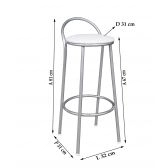 Banco Metalnew Com Encosto 67 cm prata - Assento Branco