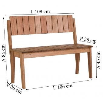 Banco Canoa com encosto 108 cm Metalnew